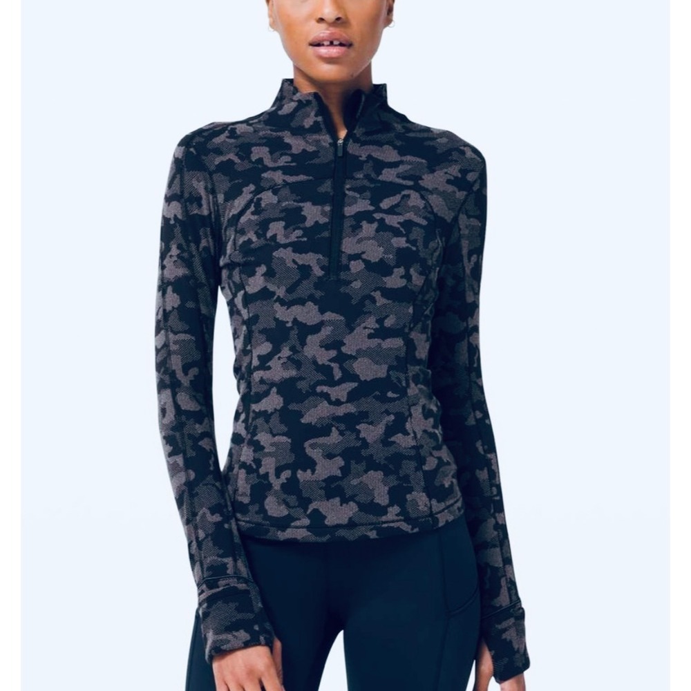 Lululemon Camo Half Zip‎ Pullover Camo Long Sleeve Athletic Top Thumbholes XS